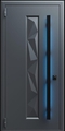 Входная термодверь с металлофиленкой, длинной ручкой с подсветкой и порошковым покрытием RAL 7021 (тип №7)